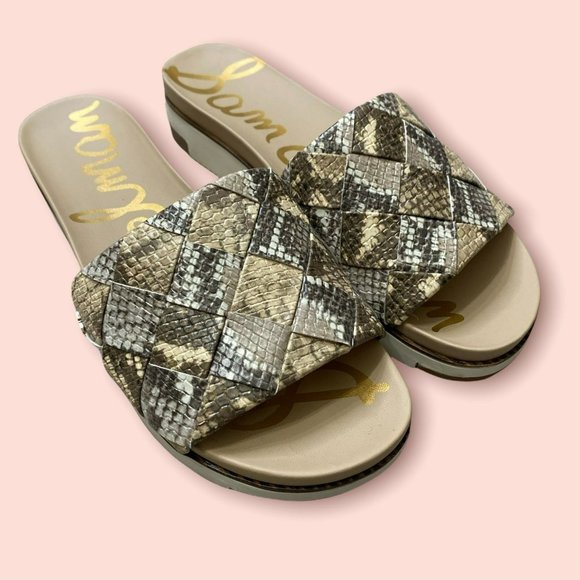 Sam Edelman Snake Print Sandals - Brown and Tan - Picture 1 of 4